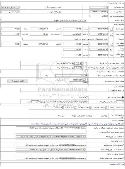 مزایده زمین صنعتی در شهرک صنعتی دزفول 3