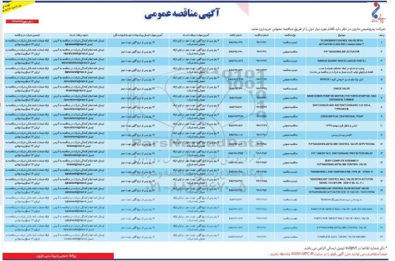 مناقصه،مناقصه FLOWSERVE CONTROL VALVE WITH ACTUATOR CLASS