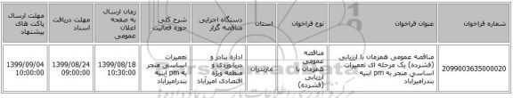 مناقصه عمومی همزمان با ارزیابی (فشرده) یک مرحله ای تعمیرات اساسی منجر به pm ابنیه بندرامیرآباد