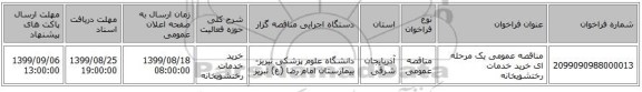 مناقصه عمومی یک مرحله ای خرید خدمات رختشویخانه