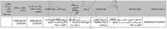 فراخوان ارزیابی کیفی پروژه 4900 متر پراکنده گازرسانی به صنایع اهواز و حومه