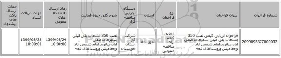 فراخوان ارزیابی کیفی نصب 350 انشعاب پلی اتیلن شهرهای صفی آباد،میانرود،امام،شمس آباد وچغامیش وروستاهای تبعه