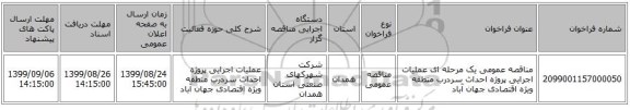 مناقصه عمومی یک مرحله ای عملیات اجرایی پروژه احداث سردرب منطقه ویژه اقتصادی جهان آباد