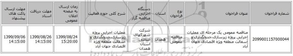 مناقصه عمومی یک مرحله ای عملیات اجرایی پروژه زیرسازی،جدولگذاری و آسفالت منطقه ویژه اقتصادی جهان آباد