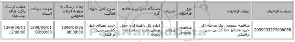 مناقصه عمومی یک مرحله ای خرید مصالح خط کشی سرد ترافیکی