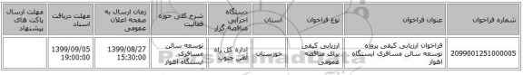 فراخوان ارزیابی کیفی پروژه توسعه سالن مسافری ایستگاه اهواز