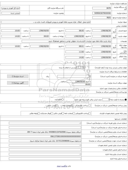 اجاره محل  املاک  مازاد مدیریت های آموزش و پرورش فیروزآباد، فسا، داراب و ...