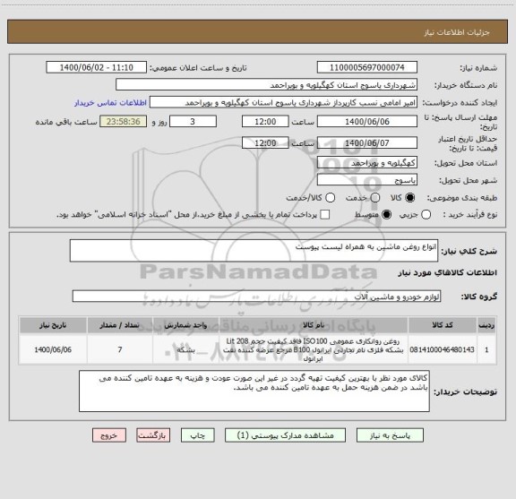 استعلام انواع روغن ماشین به همراه لیست پیوست