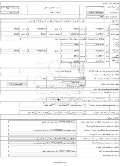 مزایده عمومی میدان میوه و تره بار شهرداری یاسوج جنب پلسی راه قدیم نوبت پنجم