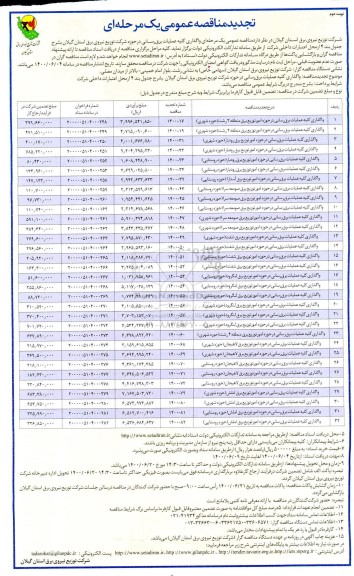 تجدید مناقصه، تجدید مناقصه واگذاری کلیه عملیات برق رسانی - نوبت دوم