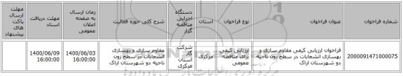 فراخوان ارزیابی کیفی  مقاوم سازی و بهسازی انشعابات در سطح زون ناحیه دو شهرستان اراک