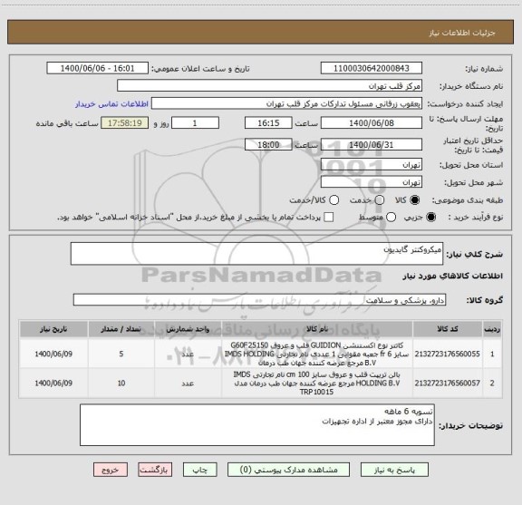 استعلام میکروکتتر گایدیون