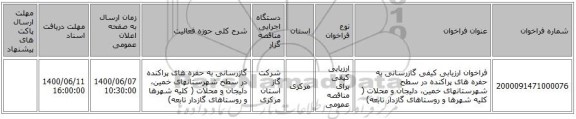 فراخوان ارزیابی کیفی   گازرسانی به حفره های پراکنده در سطح شهرستانهای خمین، دلیجان و محلات ( کلیه شهرها و روستاهای گازدار تابعه) 