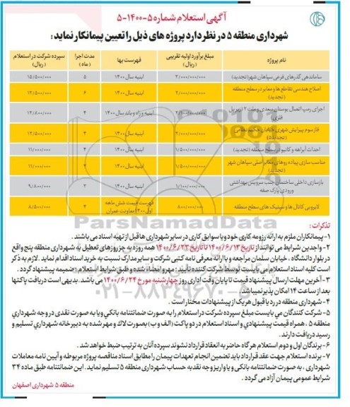 استعلام، استعلام ساماندهی گذرهای فرعی ...