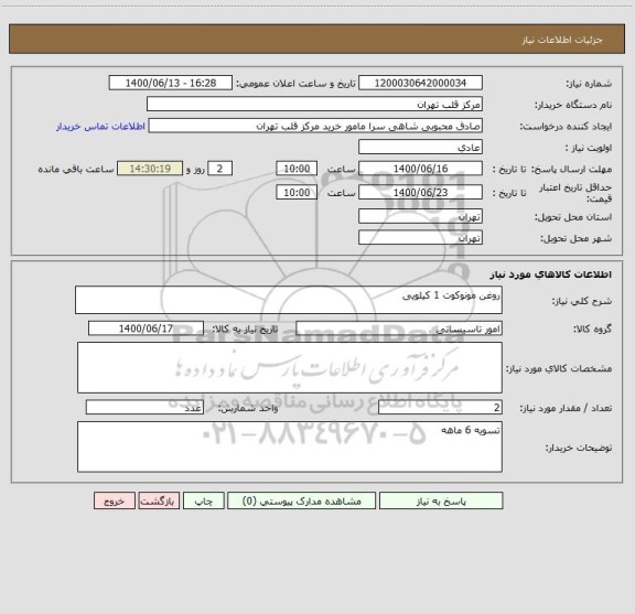 استعلام روغن مونوکوت 1 کیلویی