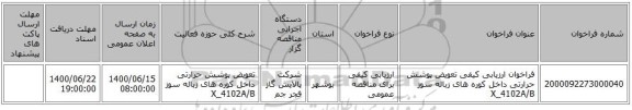 فراخوان ارزیابی کیفی تعویض پوشش حرارتی داخل کوره های زباله سوز X_4102A/B