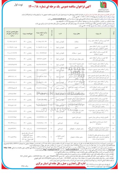 فراخوان مناقصه لکه گیری و روکش آسفالت ...