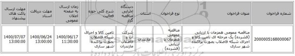 مناقصه عمومی همزمان با ارزیابی (فشرده) یک مرحله ای تامین کالا و اجرای شبکه فاضلاب بصورت پراکنده شهر ساری