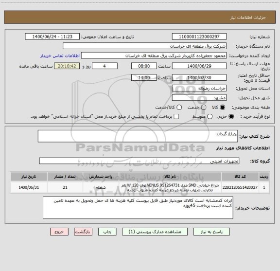 استعلام چراغ گردان