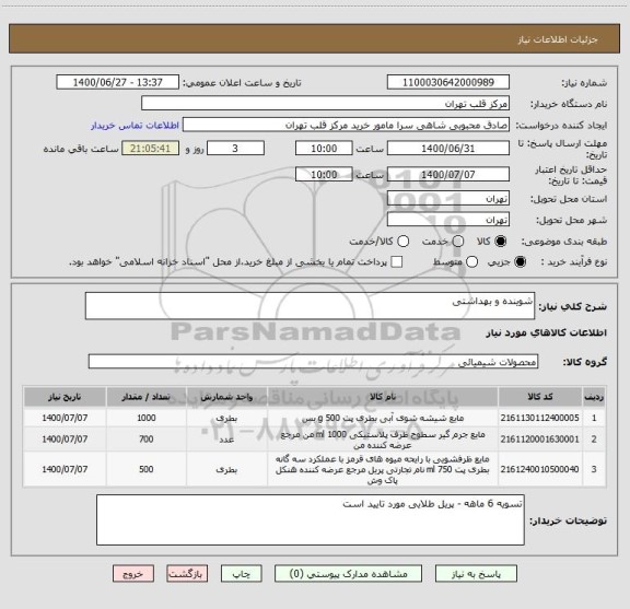 استعلام شوینده و بهداشتی