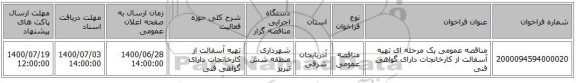 مناقصه عمومی یک مرحله ای تهیه آسفالت از کارخانجات دارای گواهی فنی