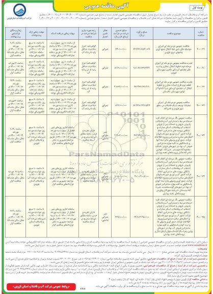 مناقصه عمومی اجرای حوضچه های بتنی ....