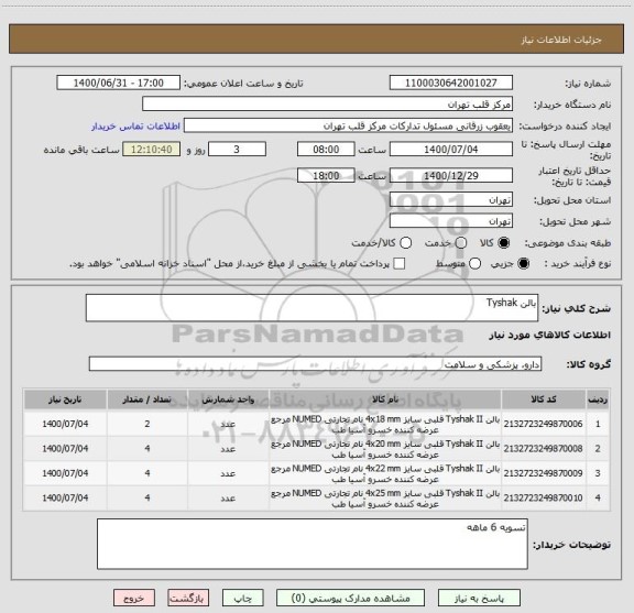 استعلام بالن Tyshak