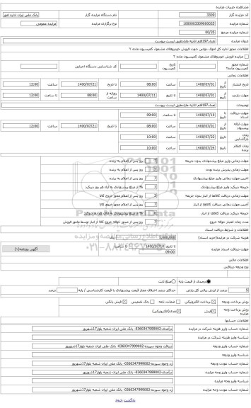 مزایده ، تعداد197قلم اثاثیه مازادطبق لیست پیوست