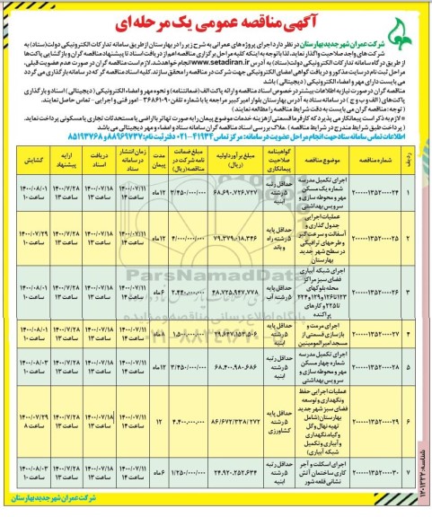 مناقصه اجرای تکمیل مدرسه ....