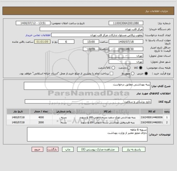 استعلام پنبه بهداشتی مطابق درخواست