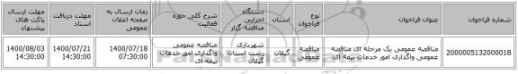 مناقصه عمومی یک مرحله ای مناقصه عمومی واگذاری  امور خدمات بیمه ای 