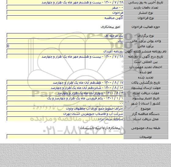 اجرای خطوط جمع آوری آب چاههای واوان