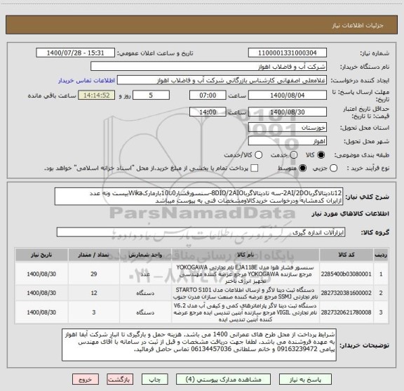 استعلام 12تادیتالاگربا2AI/2DO-سه تادیتالاگربا8DIO/2AIO-سنسورفشار0تا10بارمارکWikaبیست ونه عدد
ازایران کدمشابه ودرخواست خریدکالاومشخصات فنی به پیوست میباشد