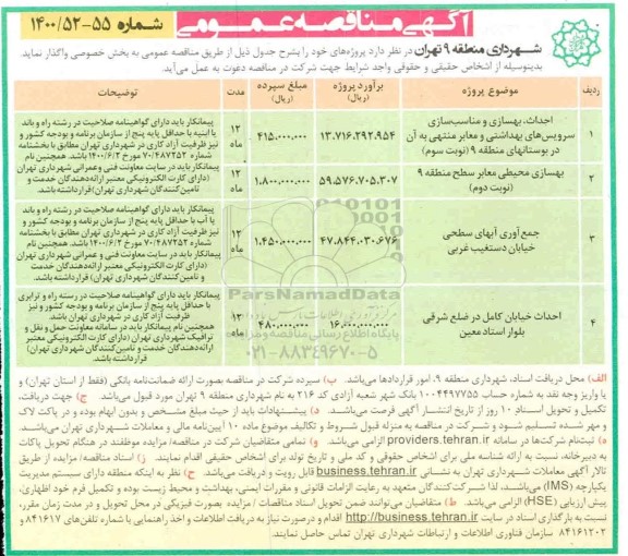 مناقصه، مناقصه احداث، بهسازی و مناسب سازی سرویس های بهداشتی... 