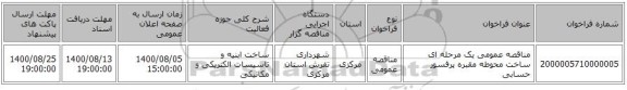 مناقصه عمومی یک مرحله ای ساخت محوطه مقبره پرفسور حسابی