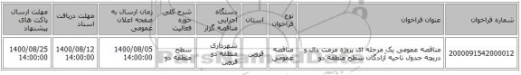 مناقصه عمومی یک مرحله ای پروژه مرمت دال و دریچه جدول ناحیه آزادگان سطح منطقه دو 