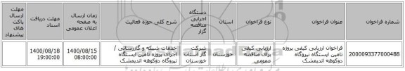 فراخوان ارزیابی کیفی پروژه تامین ایستگاه نیروگاه دوکوهه اندیمشک