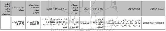 فراخوان ارزیابی کیفی پایش و آنالیز تراز گاز، نظارت بر راه اندازی، نگهداری و کالیبراسیون تجهیزات اندازه گیری