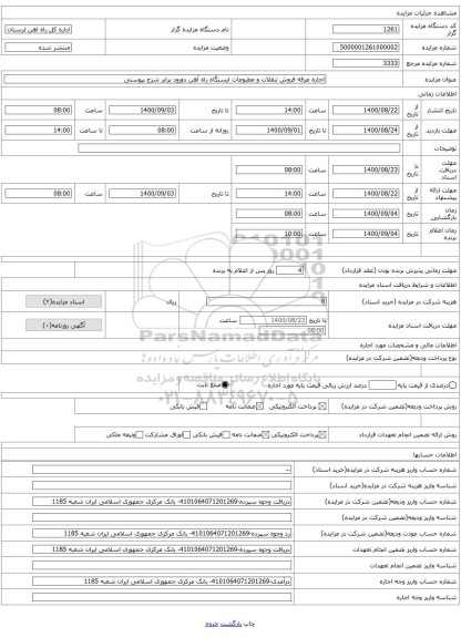 اجاره غرفه فروش تنقلات و مطبوعات ایستگاه راه آهن دورود برابر شرح پیوستی