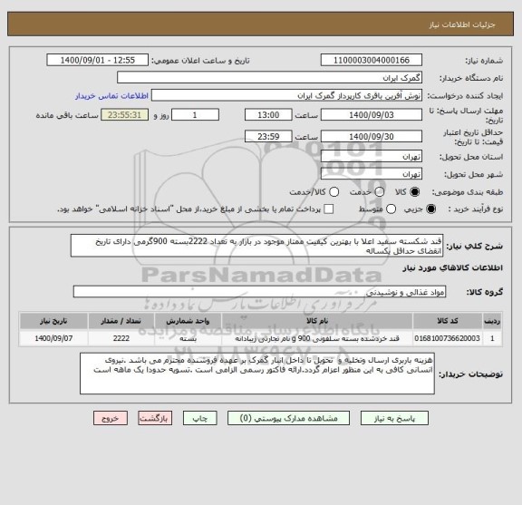 استعلام قند شکسته سفید اعلا با بهترین کیفیت ممتاز موجود در بازار به تعداد 2222بسته 900گرمی دارای تاریخ انقضای حداقل یکساله 