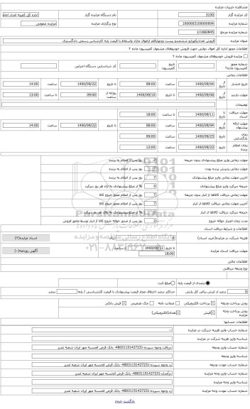 مزایده ، فروش تعدادیکهزارو ششصدو بیست وچهارقلم ازاموال مازاد واسقاط با قیمت پایه کارشناس رسمی دادگستری