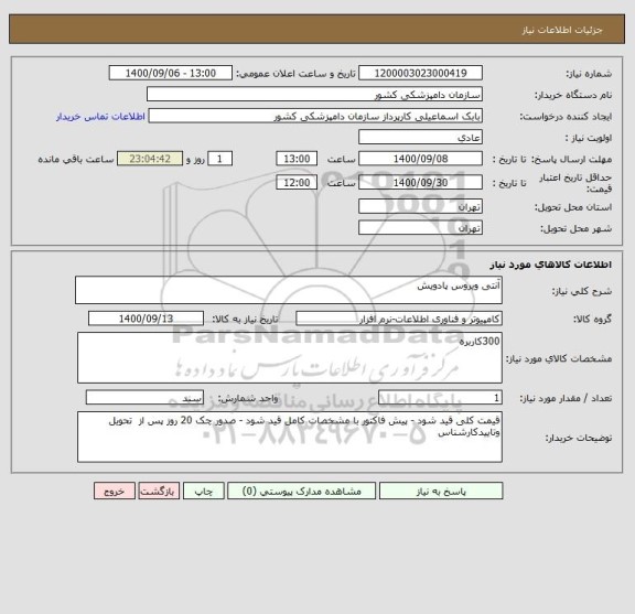 استعلام آنتی ویروس پادویش