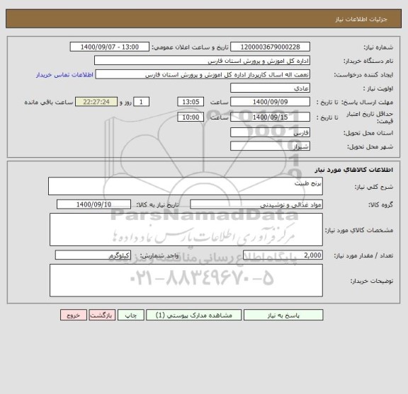 استعلام برنج طبیت