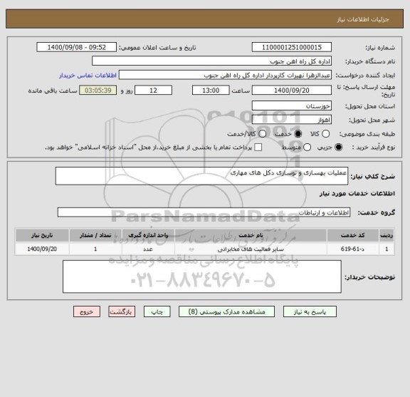 استعلام عملیات بهسازی و نوسازی دکل های مهاری