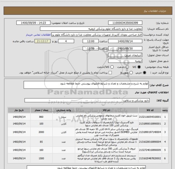 استعلام لوازم به شرح و مشخصات و تعداد و شرایط فایلهای پیوستی حتما مطالعه شود