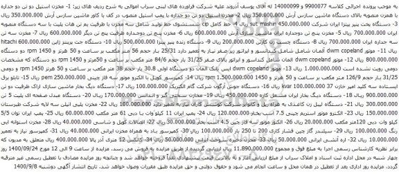 آگهی مزایده دستگاه جت پرینتز و غیره ...