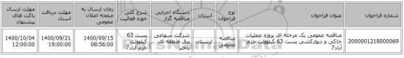 مناقصه عمومی یک مرحله ای پروژه عملیات خاکی و دیوارکشی پست 63 کیلوولت خرم آباد7