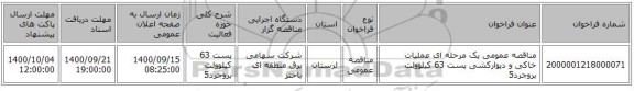 مناقصه عمومی یک مرحله ای عملیات خاکی و دیوارکشی پست 63 کیلوولت بروجرد5