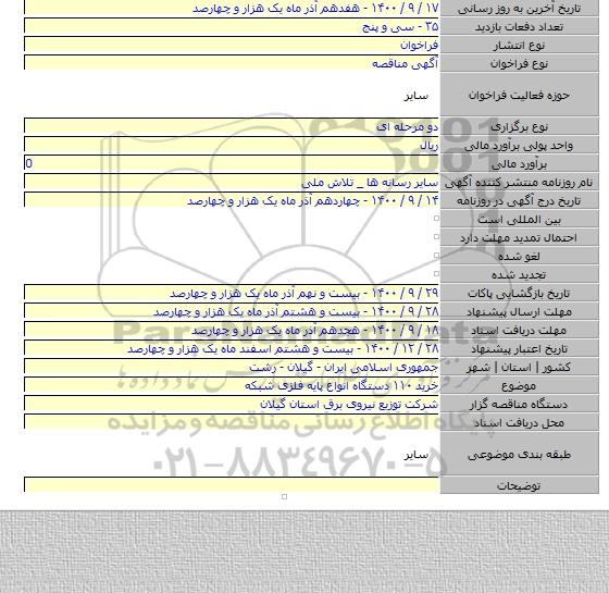 خرید ۱۱۰ دستگاه انواع پایه فلزی شبکه