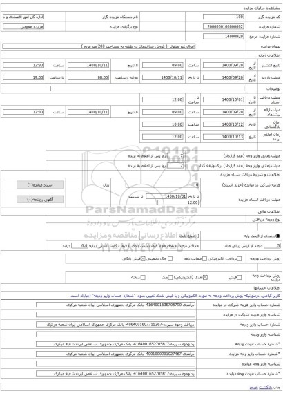 اموال غیر منقول  ( فروش ساختمان دو طبقه به مساحت 200 متر مربع )